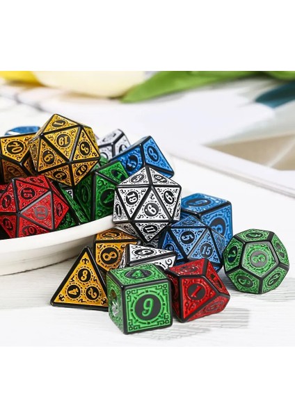 Yeşil Stil 7 Adet Çok Taraflı 7-Die Zar Oyunu Zar Trpg Dnd Çokyüzlü D4 D6 D8 D10 D12 D20 Zar Tahta Kart Oyunu Matematik Oyunları Malzemeleri (Yurt Dışından)