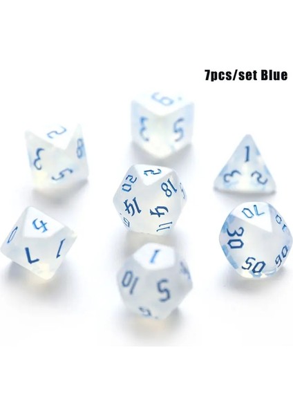 Lacivert Tarzı Et Çokyüzlü 7-Die Oyma Desenli Zar Seti D4 D6 D8 D10 D% D12 D20 Oyun Için (Yurt Dışından)