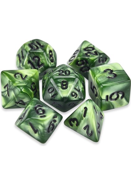 Soluk Yeşil B Stili Pearl Swirl Çokyüzlü 7-Die Dnd Zar Seti D4 D6 D8 D10 D% D12 D20 Trpg Zar Oyunu Meraklıları Için (Yurt Dışından)