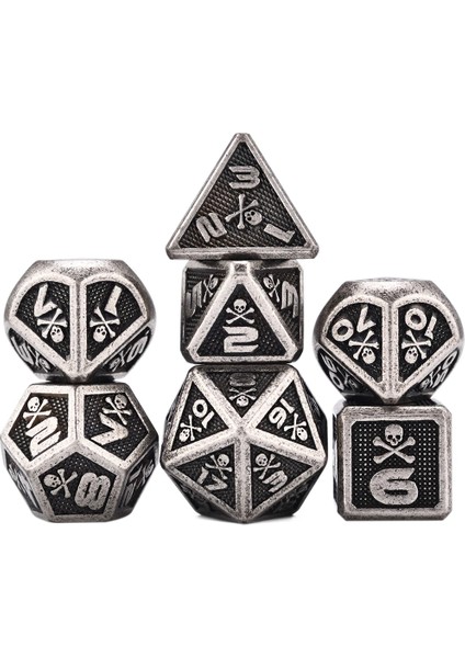 Sb1 Stili Kafatası ve Kemikler Trpg Dnd Zar Oyunları Için Büyük Boy Metal Zar Seti D4 D6 D8 D10 D% D12 D20 (Yurt Dışından)