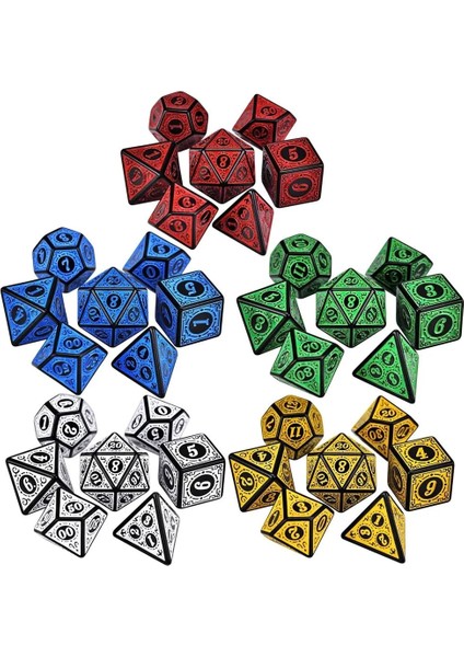 Yeşil Stil 7 Adet Çok Taraflı 7-Die Zar Oyunu Zar Trpg Dnd Çokyüzlü D4 D6 D8 D10 D12 D20 Zar Tahta Kart Oyunu Matematik Oyunları Malzemeleri (Yurt Dışından)