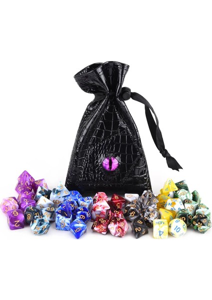 A22 Stili Dnd Rpg Mtg Oyunları Için Büyük Kadife Kılıflı Paket Zar Seti D4 D6 D8 D10 D% D12 20 (Yurt Dışından)