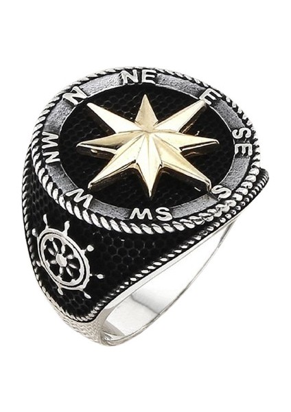 Erkek Yüzük Gümüş 925 Pusula