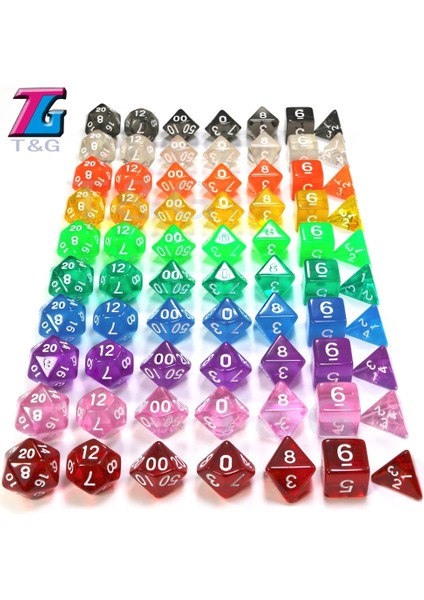 Açık Yeşil Stil Satış Yarı Saydam Rpg Zar Seti D4, D6, D8, D10, D10%, D12, D20 Masa Oyunu Için Kırmızı, Mavi, Sarı, Mor, Yeşil Yüksek (Yurt Dışından) fiyatları