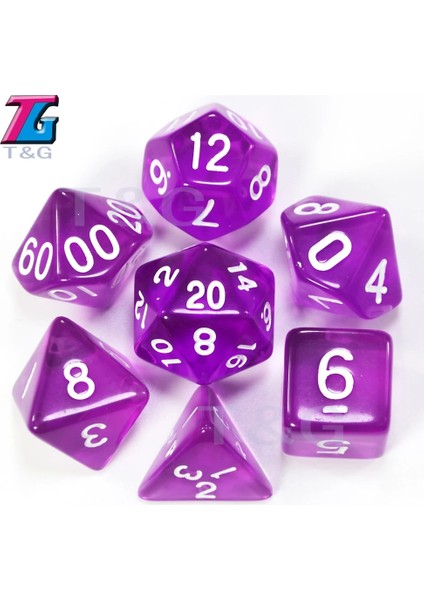 Açık Yeşil Stil Satış Yarı Saydam Rpg Zar Seti D4, D6, D8, D10, D10%, D12, D20 Masa Oyunu Için Kırmızı, Mavi, Sarı, Mor, Yeşil Yüksek (Yurt Dışından) fırsatları