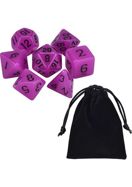 Mor A Stili Glow In The Dark 7-Die Çokyüzlü Zar Seti D4 D6 D8 D10 D% D12 D20 Için Masa Oyunları Rpg Dnd (Yurt Dışından)