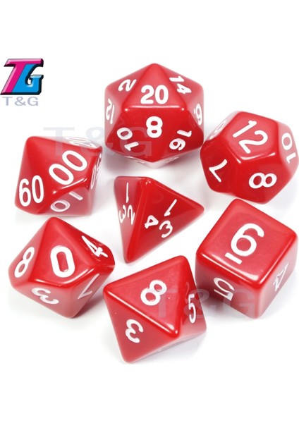 01 Kırmızı Stil Dnd Opak D4-D20 Için En Li ve Akrilik Çokyüzlü Trpg Oyunları Oyun Oyun Için Çok Taraflı Zar (Yurt Dışından)
