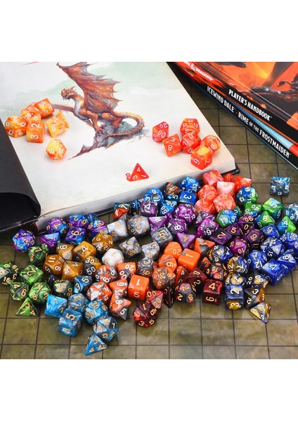 Mavi Altın Tarzı 7-Die Çift Renkli Çokyüzlü Zar Trpg Dnd Zar Oyunları Için D20 D12 D10 D% D8 D6 D4 Komple Set (Yurt Dışından) fırsatları
