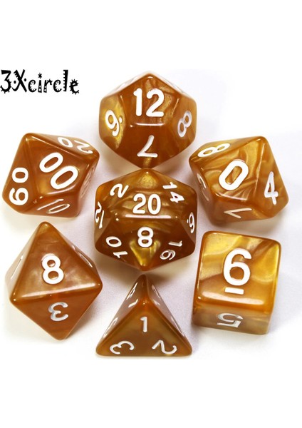 Beyaz Mürekkep Stili ile Kahverengi D4, D6, D8, D10, D12, D20 ile Pearlize Efekt Çokyüzlü Zar Seti, Rpg Dnd Masa Oyunu Için, Hediye Olarak (Yurt Dışından)