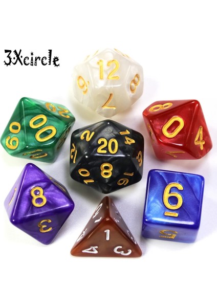 Beyaz Mürekkep Stili ile Kahverengi D4, D6, D8, D10, D12, D20 ile Pearlize Efekt Çokyüzlü Zar Seti, Rpg Dnd Masa Oyunu Için, Hediye Olarak (Yurt Dışından) fırsatları