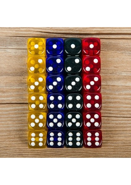 24 Parça Set 16MM Yuvarlak Köşeler Parti Zarları Oynarken Dört Renkli Şeffaf Zar (Şeffaf Mavi, Yeşil, Sarı, Kırmızı Tümü 6) (Yurt Dışından) fiyatları