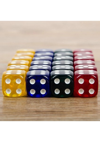 24 Parça Set 16MM Yuvarlak Köşeler Parti Zarları Oynarken Dört Renkli Şeffaf Zar (Şeffaf Mavi, Yeşil, Sarı, Kırmızı Tümü 6) (Yurt Dışından) modelleri