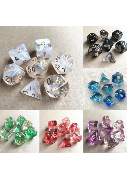 No.8 Stili Et Çok Yönlü Zar D&d D4 D6 D8 D10 D% D12 D20 Çokyüzlü Trpg Oyunları Zar Seti Masa Oyunu Eğlencesi Zar (Yurt Dışından)