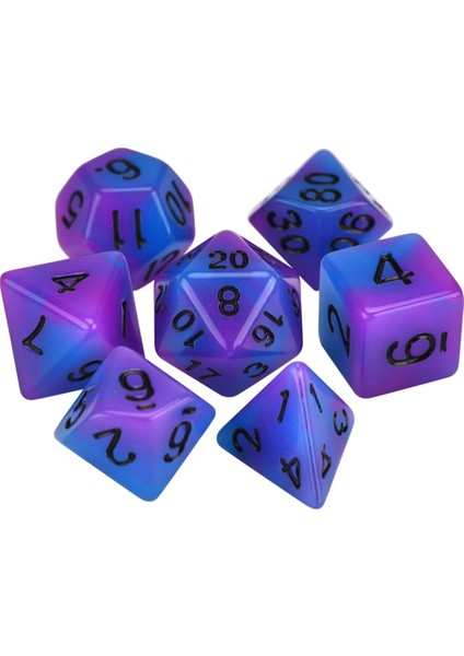 Mor Mavi Tarzı Glow In The Dark Polyhedral 7-Die Iki Ton Zar Seti D4 D6 D8 D10 D% D12 D20 Masa Oyunları Için Rpg Dnd (Yurt Dışından)