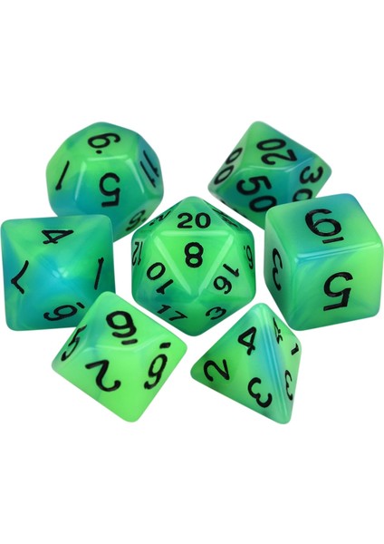 Mavi Yeşil Tarzı Glow In The Dark Polyhedral 7-Die Iki Ton Zar Seti D4 D6 D8 D10 D% D12 D20 Masa Oyunları Için Rpg Dnd (Yurt Dışından)