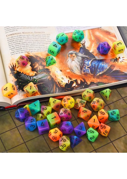Mavi Yeşil Tarzı Glow In The Dark Polyhedral 7-Die Iki Ton Zar Seti D4 D6 D8 D10 D% D12 D20 Masa Oyunları Için Rpg Dnd (Yurt Dışından)