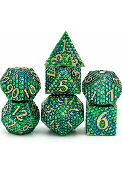 Mavi Stil Cusdie Dragon Scale Metal D&d Zar, Dnd Zar, Çokyüzlü Zar Seti, Rol Yapma Oyunu Için Mtg Pathfinder (Yurt Dışından)
