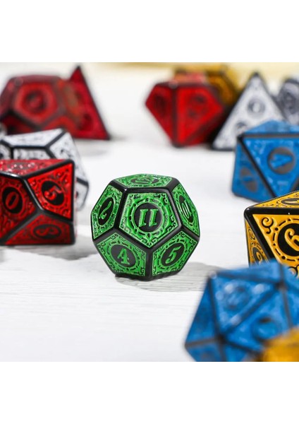 No.11 Stili 7-Die Çok Taraflı Zar Seti Oyunu Zar Trpg Dnd Çokyüzlü D4 D6 D8 D10 D12 D20 Zar Tahta Kart Oyunu Matematik Oyunu Aksesuarları (Yurt Dışından)