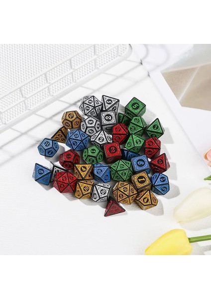 No.11 Stili 7-Die Çok Taraflı Zar Seti Oyunu Zar Trpg Dnd Çokyüzlü D4 D6 D8 D10 D12 D20 Zar Tahta Kart Oyunu Matematik Oyunu Aksesuarları (Yurt Dışından)