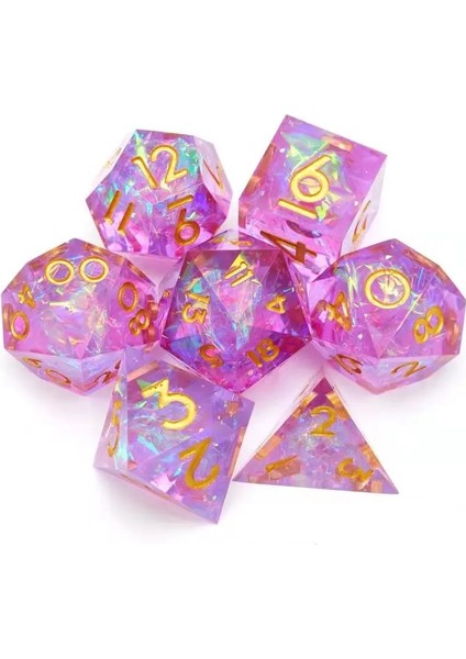 Pembe Tarzı Yeni Lüks Reçine Şeffaf Keskin Köşe Dnd Zar Seti Çokyüzlü Zar Rpg Zar Dados Rol D4 D6 D8 D10 D12 D20 Oyun Zar Seti (Yurt Dışından) fırsatları