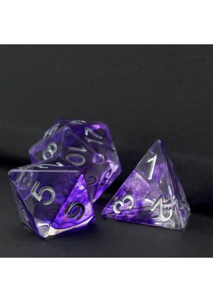 Mor Gümüş Yazı Tipi Stili Poludie Yeni Saydam Reçine Dnd Zar Seti D4~D20 Dungeons And Dragons Için Çokyüzlü Zar Rol Yapma Masa Oyunu Mtg Rpg D&d (Yurt Dışından)