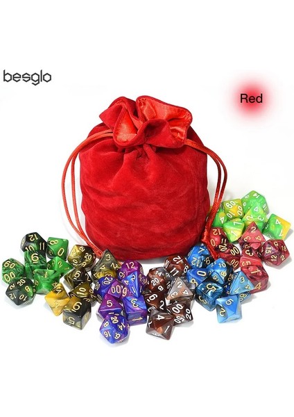 A03 Stili Dnd Rpg Mtg Oyunları Için Büyük Kadife Kılıflı Paket Zar Seti D4 D6 D8 D10 D% D12 20 (Yurt Dışından)