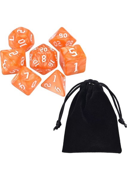 Koyu Turuncu A Stili Pearl Swirl 7-Die Dnd Rpg Adventurer Için D4 D6 D8 D10 D% D12 D20'DEN Oluşan Çokyüzlü Zar Seti (Yurt Dışından)