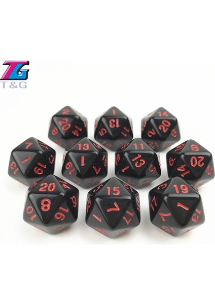 10 Adet D10 Kırmızı Stil Dijital Küp Zar Katı Siyah x Kırmızı Çokyüzlü D4D6D8D10D10%D12D20 Rpgboard Oyunu Için (Yurt Dışından) modelleri
