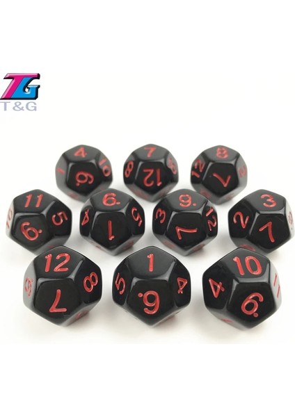 10 Adet D10 Kırmızı Stil Dijital Küp Zar Katı Siyah x Kırmızı Çokyüzlü D4D6D8D10D10%D12D20 Rpgboard Oyunu Için (Yurt Dışından) fırsatları