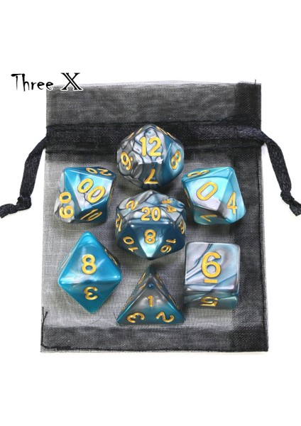 No.9 Tarzı Poşetli Çokyüzlü Zar Seti Çift Renkli Altın Sayıları D4 D6 D8 D10 D% D12 D20 Dnd Rpg Masa Oyunları Için (Yurt Dışından)