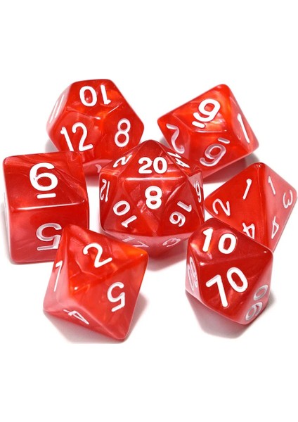 Kırmızı W Beyaz Mürekkep Stili Et Çokyüzlü Zar Rpg Masa Oyunu Dnd Oyunları Için Pearlize Efekt D4 D6 D8 D10 D% D12 D20 (Yurt Dışından)