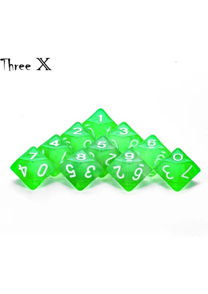 Şeffaf Yeşil Stil D10 Zar Seti-10 D10, Matematik Zar Oyunları Için Mükemmel - Ded Çokyüzlü Plastik Masa Üstü Rpg (Yurt Dışından)