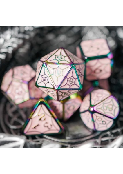 Mor Renkli Stil Cusdie Galaxy Metal D&d Zar, Metal Dnd Zar, Çokyüzlü Metal Zar Seti, Rol Yapma Oyunu Için Mtg Pathfinder (Yurt Dışından) modelleri