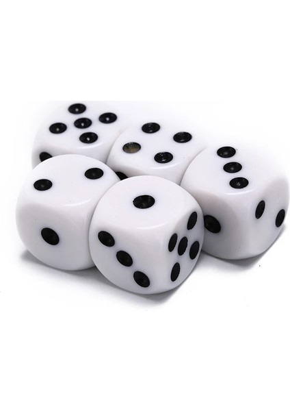16MM 5 Adet Stil Zar Içme Akrilik Beyaz Altıyüzlü Zar Yuvarlak Köşe Kulübü Parti Masası Oyun Oynama Rpg Zar Seti (Yurt Dışından)