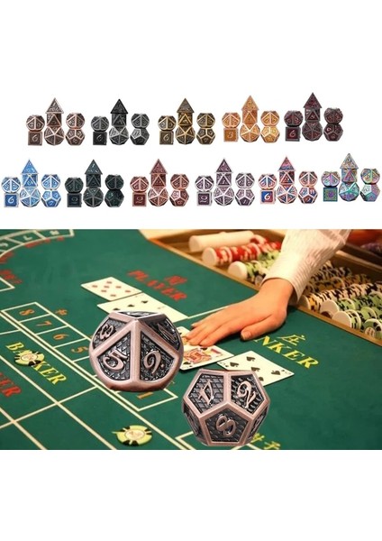 H Tarzı Et Metal Zar Seti Rpg Mtg Dnd Metal Çokyüzlü Zar Rol Yapma Oyunları (Yurt Dışından) fırsatları