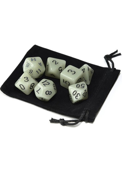 Beyaz Stil Rpg Mtg ve Diğer Masa Oyunları Için Siyah Ipli Çanta ile Karanlıkta Parlayan Çokyüzlü Zar Etkisi (Yurt Dışından)