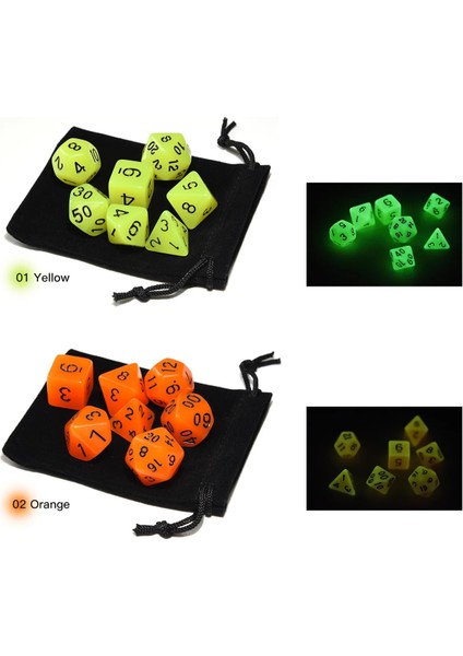 Beyaz Stil Rpg Mtg ve Diğer Masa Oyunları Için Siyah Ipli Çanta ile Karanlıkta Parlayan Çokyüzlü Zar Etkisi (Yurt Dışından)