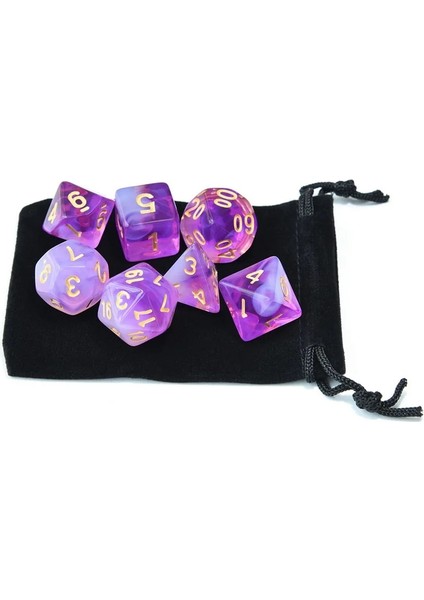 Mor Beyaz Tarzı Dnd Rpg Mtg Için Şeffaf Zar Seti Siyah Ipli Çanta D4 D6 D8 D10 D% D12 D20 ile (Yurt Dışından)