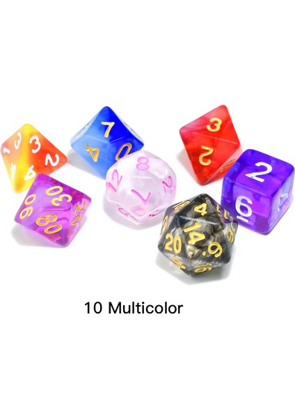 Mor Beyaz Tarzı Dnd Rpg Mtg Için Şeffaf Zar Seti Siyah Ipli Çanta D4 D6 D8 D10 D% D12 D20 ile (Yurt Dışından)