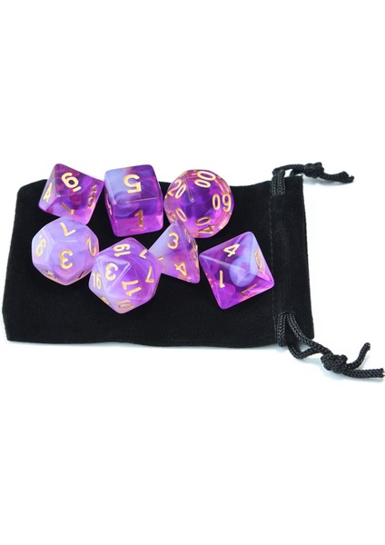 Mor Beyaz Tarzı Dnd Rpg Mtg Için Şeffaf Zar Seti Siyah Ipli Çanta D4 D6 D8 D10 D% D12 D20 ile (Yurt Dışından)