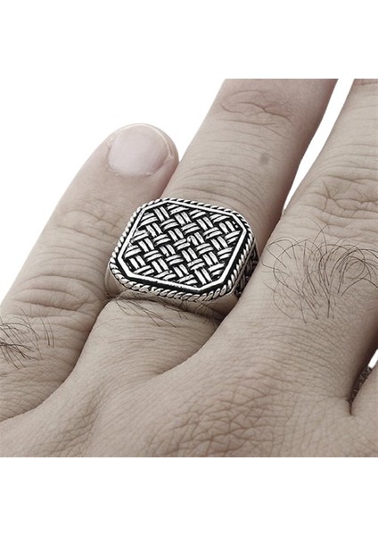 Erkek Yüzük Gümüş 925 Çelik Hasır Desenli fiyatları