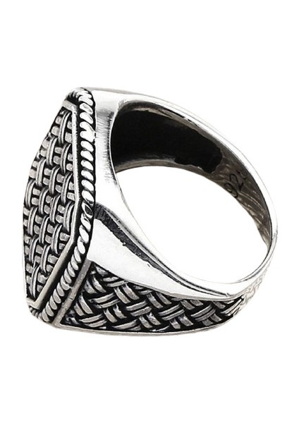 Erkek Yüzük Gümüş 925 Çelik Hasır Desenli modelleri