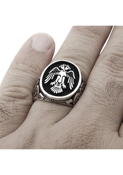 Erkek Yüzük Gümüş 925 Çift Başlı Kartal fiyatları