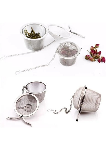 S Beden Sıcak Dayanıklı Gümüş Yeniden Kullanılabilir Paslanmaz Örgü Bitkisel Top Çay Baharat Süzgeç Teakettle Kilitleme Çay Filtresi Demlik Baharat 4 Boyutları (Yurt Dışından) fırsatları