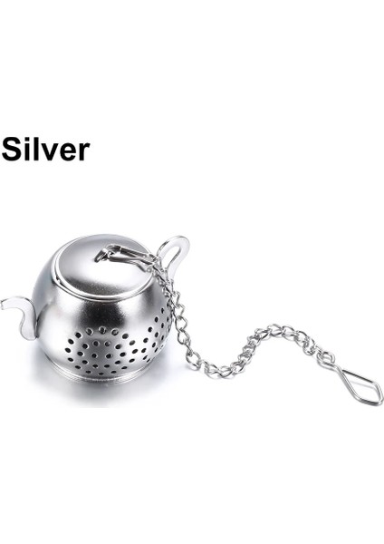 A-Gümüş Tarzı Teapotstarheart Şekli Çay Süzgeç Paslanmaz Çelik Çay Demlik Zincirli Bitkisel Baharat Filtresi Difüzör Mutfak Gadget Teaware (Yurt Dışından)