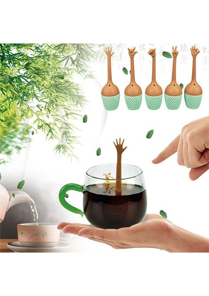 5 Adet Tarzı Sevimli El Hareketleri Gevşek Yaprak Çay Demlik Uzun Saplı Seyahat Için Silikon Çay Süzgeç Kupa Şişe Ev Partisi Çay Araçları (Yurt Dışından) fiyatları
