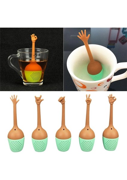 5 Adet Tarzı Sevimli El Hareketleri Gevşek Yaprak Çay Demlik Uzun Saplı Seyahat Için Silikon Çay Süzgeç Kupa Şişe Ev Partisi Çay Araçları (Yurt Dışından) modelleri
