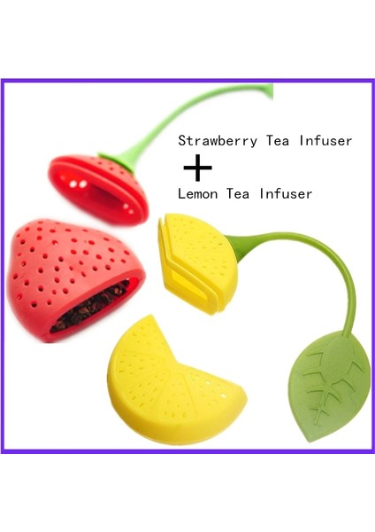 Licone Çilek + Limon Gevşek Çay Yaprağı Süzgeç Bitkisel Baharat Demlik Filtre Difüzör (Yurt Dışından)