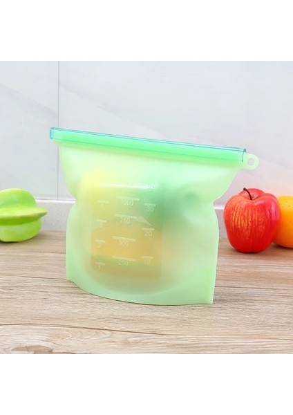 Yeşil Stil 1000ML L Yeniden Kullanılabilir Vakum Silikon Gıda Taze Çanta Mühürleyen Süt Meyve Et Saklama Torbaları Buzdolabı Gıda Saklama Organizatör Çantası (Yurt Dışından)