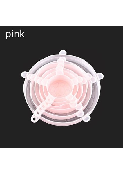 Pembe Stil 6 Adet Mutfak Tencere Araçları Evrensel Aksesuarları Silikon Yeniden Kullanılabilir Gıda Sarma Kase Pot Plastik Sarma Mutfak Izgara Malzemeleri (Yurt Dışından)
